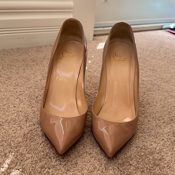 Christian Louboutin Pigalle Follies 100mm Patent Nude Heels, size 37 - Picture 2 of 13
